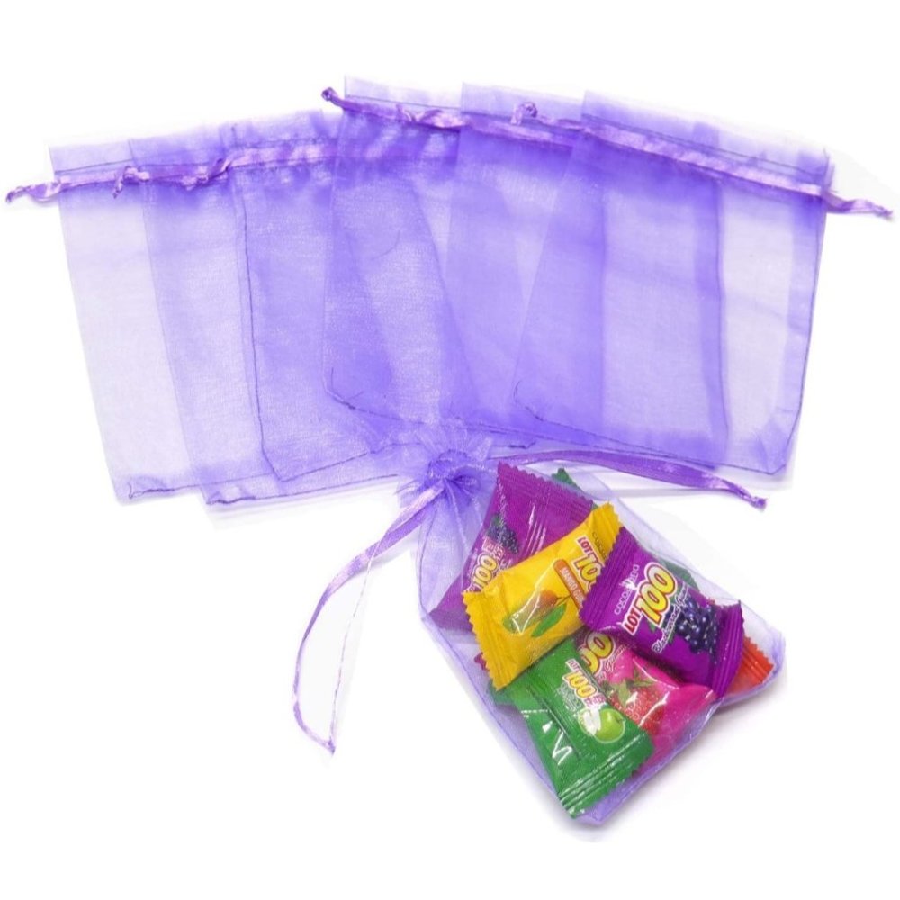 10 Light Purple Organza Drawstring Bags 3x4 - Picture 2 of 5